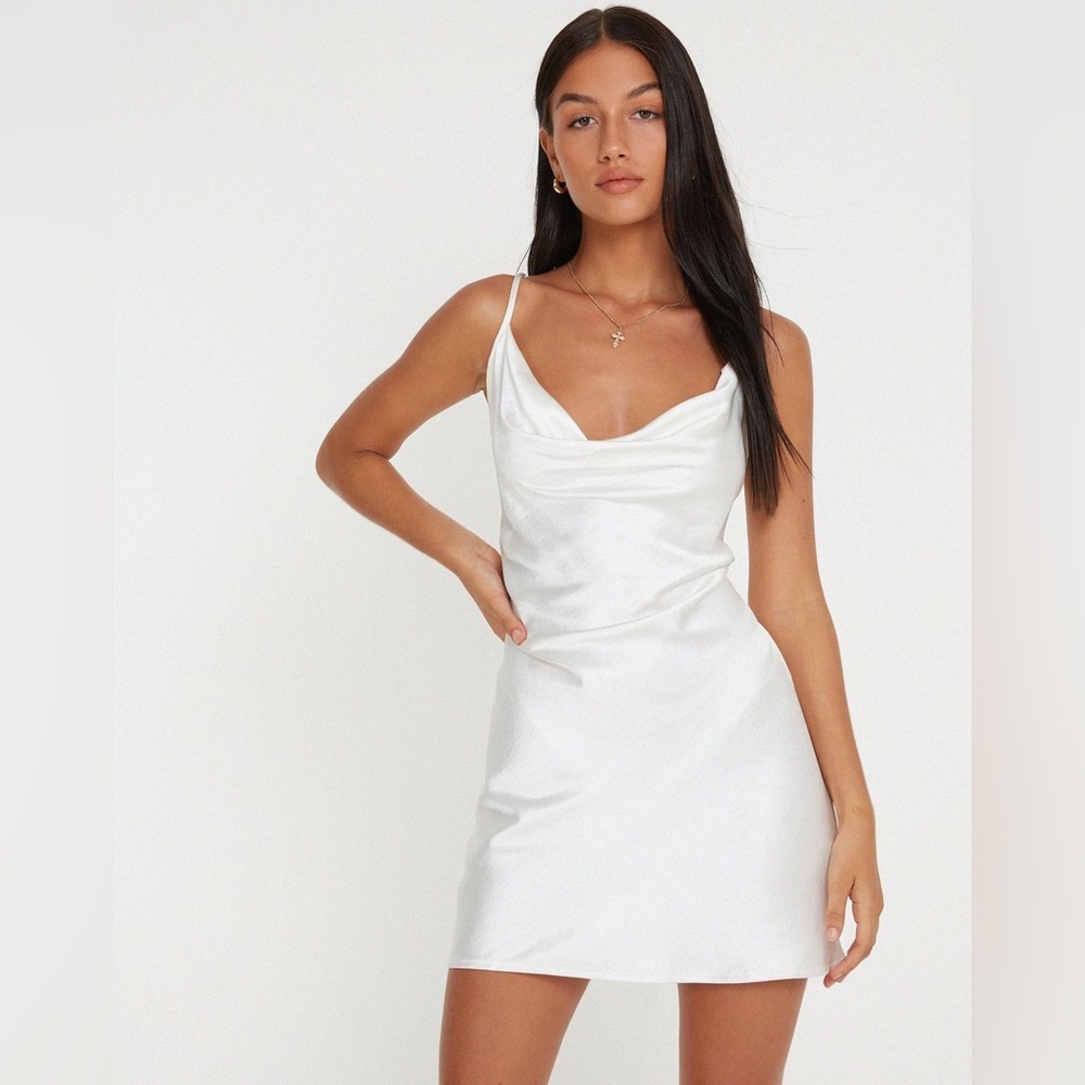 PAIVA SLIP DRESS IN SATIN IVORY